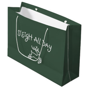 Grand Sac Cadeau Faire du traîneau toute la journée Fête de Noël dr