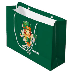 Grand Sac Cadeau Fairy Irish Girl Custom St. Patrick's Day