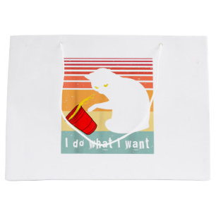 Grand Sac Cadeau Fais ce que je veux Vintage Chat Noir Tasse Rouge 