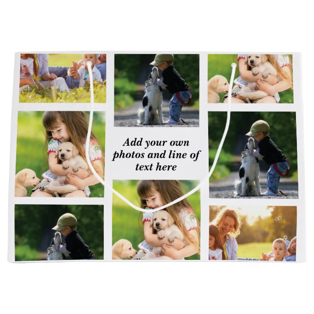Grand Sac Cadeau Faites votre propre collage photo et texte (Devant)