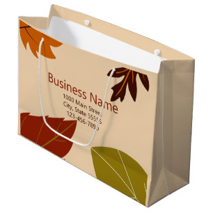 Grand Sac Cadeau Fall Leaves Orange Green et Brown Business Name