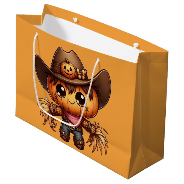 Grand Sac Cadeau Fall Western Scarecrow  (Devant Angle)