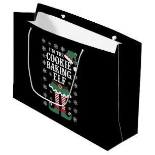 Grand Sac Cadeau Famille Correspondant Le Cookie Baking Elf Noël