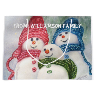 GRAND SAC CADEAU FAMILLE DE NEIGE