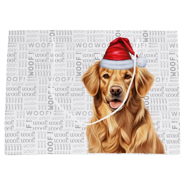 Grand Sac Cadeau Fantastique Noël Golden Retriever Dog Holiday (Devant)