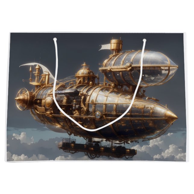 Grand Sac Cadeau Fantastique Steampunk Airship (Devant)