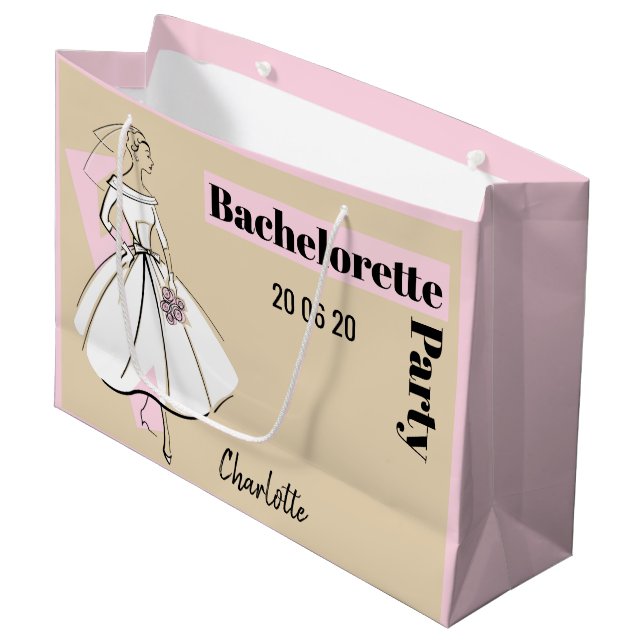 Grand Sac Cadeau Fashion Bride Neutral Bachelorette Party grand (Devant Angle)