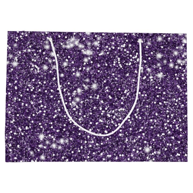 Grand Sac Cadeau Faux Parties scintillant violet, texture (Dos)