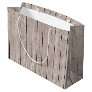 Grand Sac Cadeau Faux Rustic Wood Brown