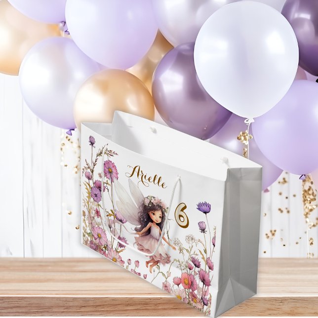 Grand Sac Cadeau Fée lavande fleur sauvage pixie anniversaire (Créateur téléchargé)