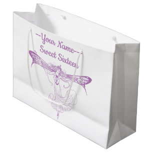 Grand Sac Cadeau Fée Queen Mab, Sweet Sixteen en violet