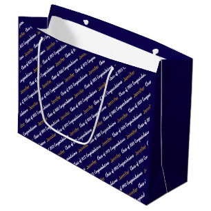 Grand Sac Cadeau Félicitations Dark Blue White Gold Classe de 2025