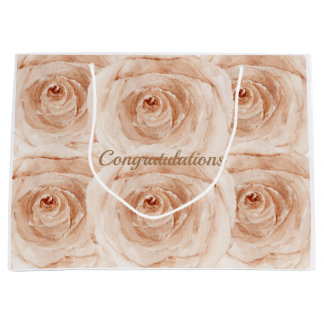 Grand Sac Cadeau Félicitations personnalisées roses aquarelle 