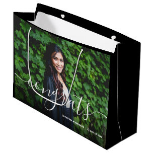 Grand Sac Cadeau Félicitations Photo Black Graduation Day