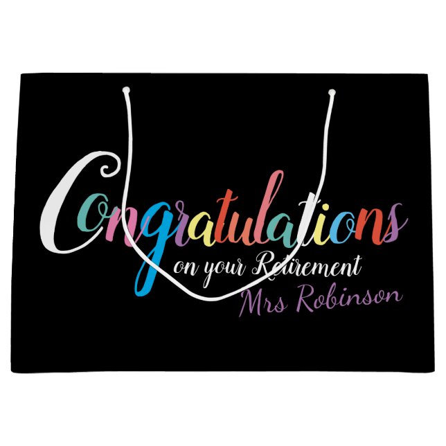 Grand Sac Cadeau Félicitations pour la retraite des enseignants (Devant)