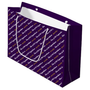 Grand Sac Cadeau Félicitations Purple White Gold Classe de 2025