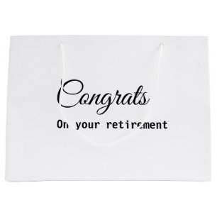 Grand Sac Cadeau Félicitations simples minimales retraite ajouter n