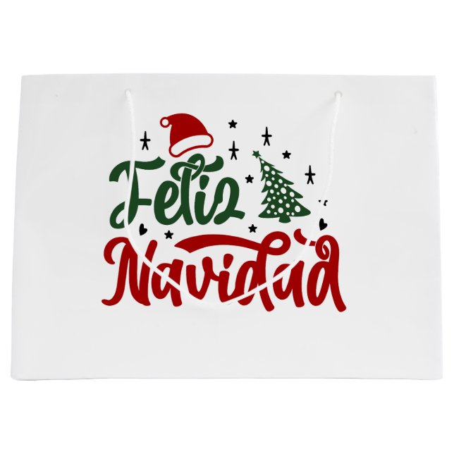 Grand Sac Cadeau Feliz Navidad (Devant)