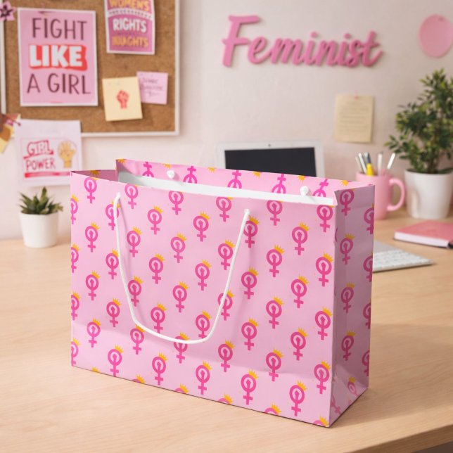 Grand Sac Cadeau Feminist Pink (Créateur téléchargé)
