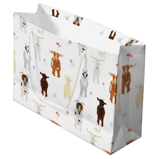 Grand Sac Cadeau Ferme d'animaux mignons chèvres (Devant Angle)