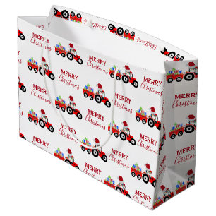 Grand Sac Cadeau Ferme de camions Red Christmas Truck