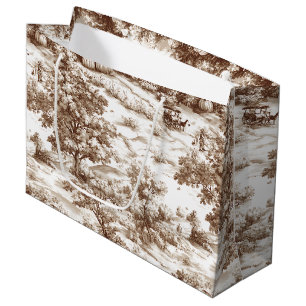 Grand Sac Cadeau Ferme Toile de Jouy Citrouille Récolte Campagne (7