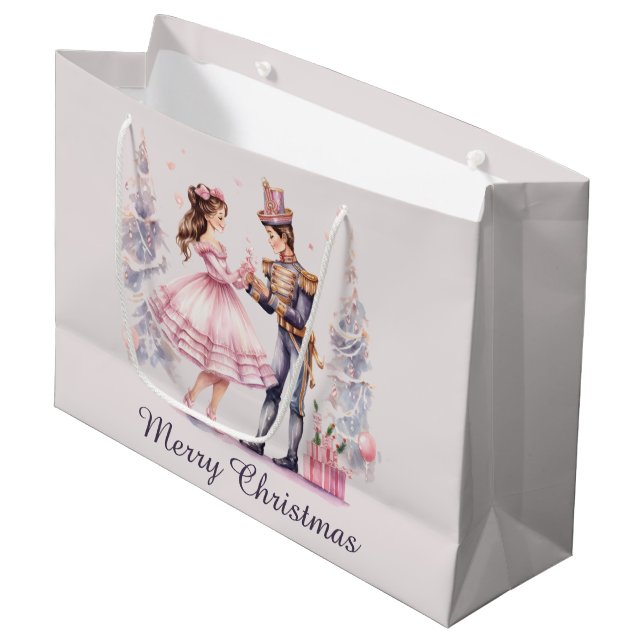 Grand Sac Cadeau Festive Christmas noutcracker ajouter du texte (Devant Angle)