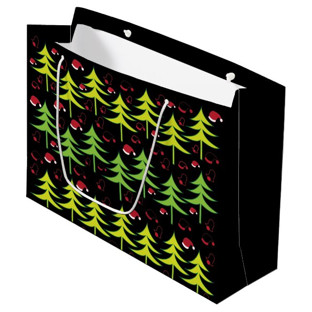 Grand Sac Cadeau Festive de l'arbre de Noël (Devant Angle)
