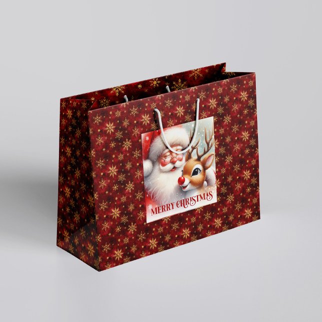 Grand Sac Cadeau Festive Santa Claus Rudolph Cute Holiday Gift Bag (Festive Santa Claus Rudolph Cute Holiday Gift Bag)