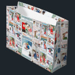 Grand Sac Cadeau Festive Vintage hiver Fun Christmas Card Collage<br><div class="desc">Coloré,  festif et fantaisiste collage de cartes de Noël avec des scènes d'enfants joyeux et leurs animaux de compagnie qui aiment les vacances d'hiver à Noël.</div>
