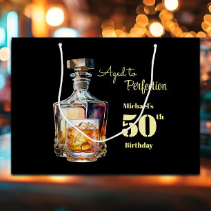 Grand Sac Cadeau Fêté à la perfection - Whiskey d'anniversaire 50 a