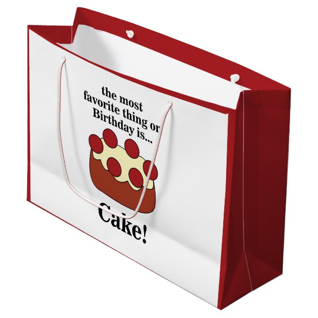Grand Sac Cadeau Fête d'anniversaire avec gâteau (Devant Angle)