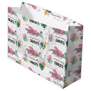 Grand Sac Cadeau Fête d'anniversaire sauvage Jungle Animaux Anniver