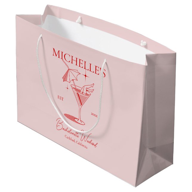 Grand Sac Cadeau Fête de Bachelorette Cocktail Rétro (Dos Angle)