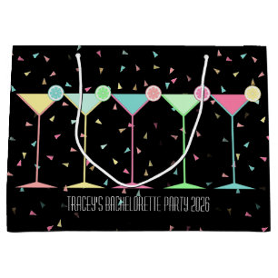 Grand Sac Cadeau Fête de cocktail Martini noir Confettis Célébratio