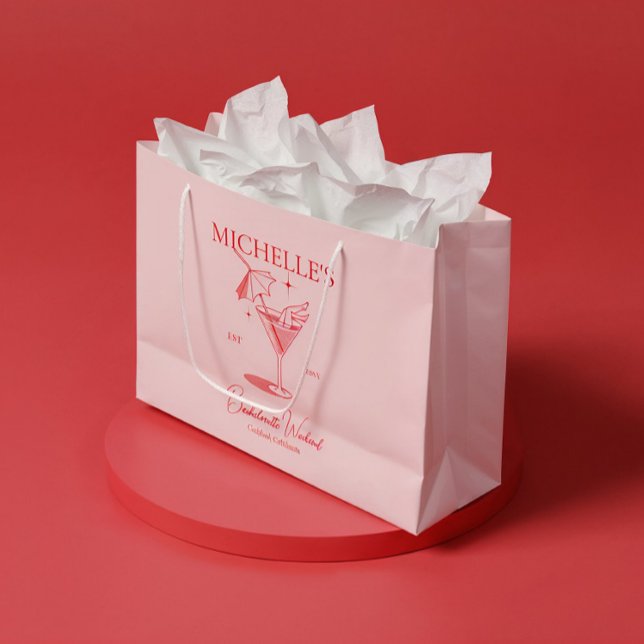 Grand Sac Cadeau Fête de Fille de Cocktail Rétro (Créateur téléchargé)
