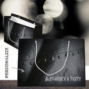 Grand Sac Cadeau Fête de l'homme en métal noir