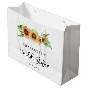 Grand Sac Cadeau Fête de mariage aquarelle fleur de soleil florale