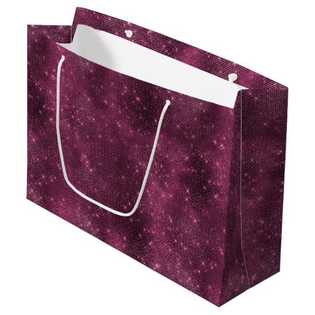 Grand Sac Cadeau Fête de mariage clinquant scintillant burgundy rom (Devant Angle)