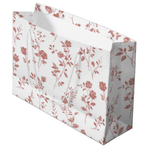 Grand Sac Cadeau Fête de mariage floral rose pastel