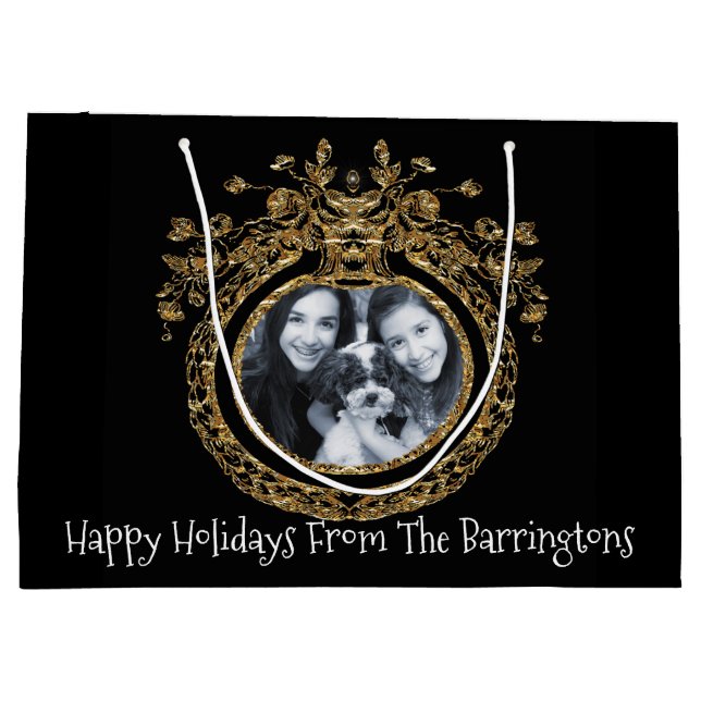 Grand Sac Cadeau Fête de Noël à l'élégante élégance du chic Regal (Dos)