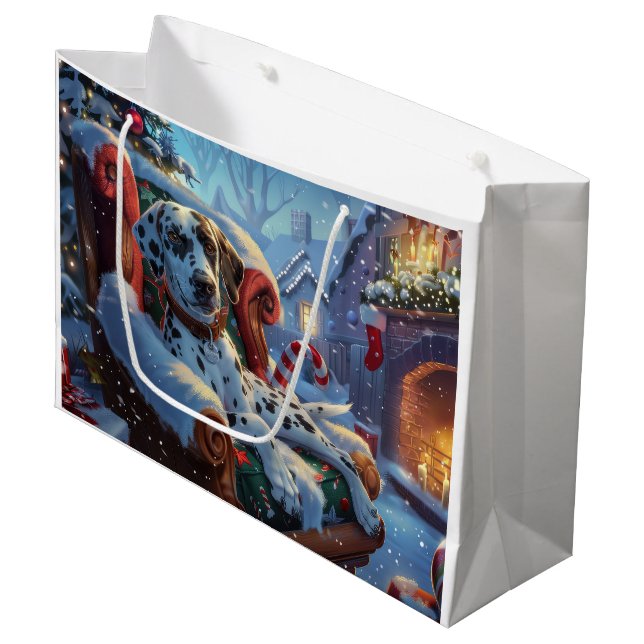 Grand Sac Cadeau Fête de Noël des Chiens de Dalmatie (Devant Angle)