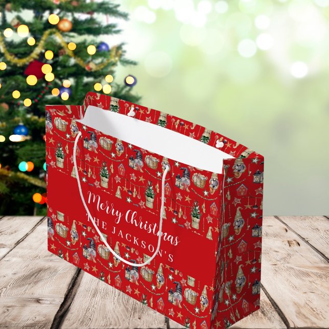 Grand Sac Cadeau Fête de Noël des gnomes rouges (Créateur téléchargé)