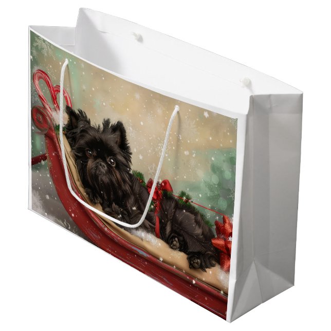 Grand Sac Cadeau Fête de Noël du chien Affenpinscher (Devant Angle)