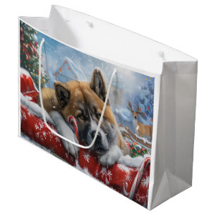Grand Sac Cadeau Fête de Noël du chien Akita
