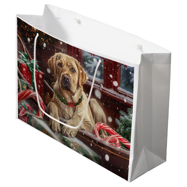 Grand Sac Cadeau Fête de Noël du chien du Labrador (Devant Angle)