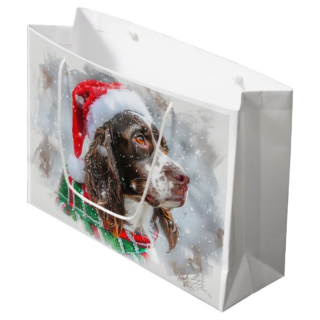 Grand Sac Cadeau Fête de Noël Springer Spaniel Dog (Devant Angle)
