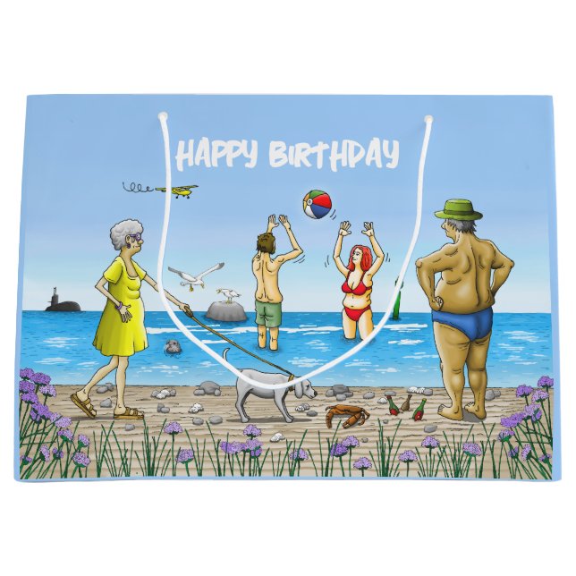Grand Sac Cadeau Fête de plage estivale (Devant)