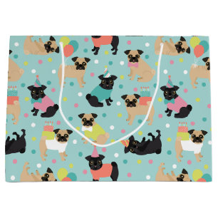 Grand Sac Cadeau Fête de Pug Birthday