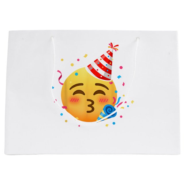 Grand Sac Cadeau Fête d'émoticônes drôles (Devant)